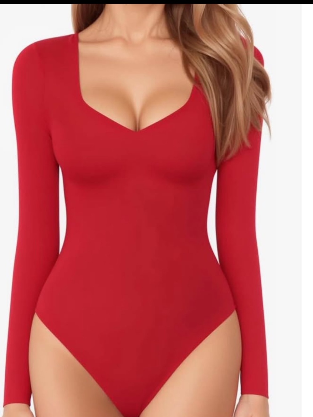 Long Sleeve Red women’s One-Piece Bodysuit